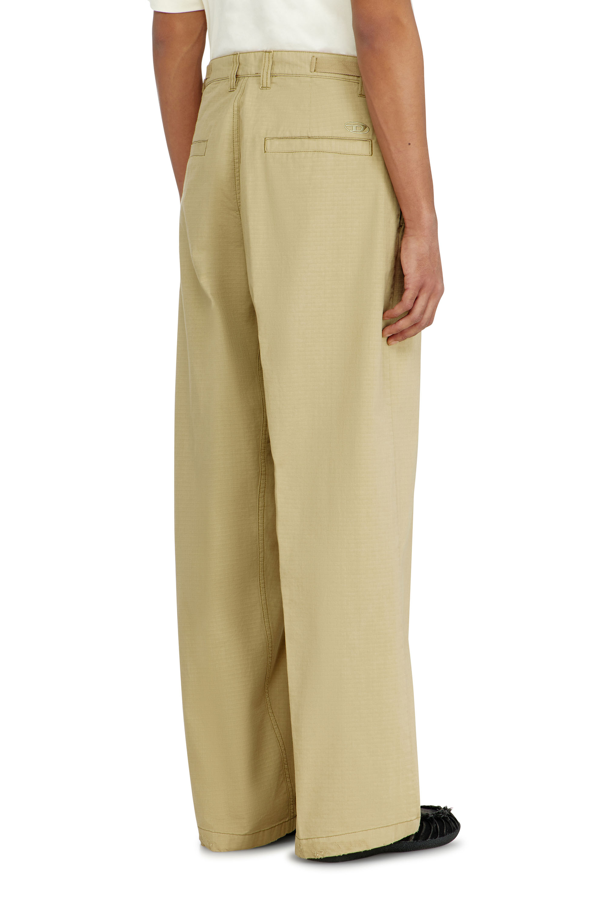 Diesel - P-BALL, Man's Cotton ripstop pants with side buckles in Beige - 3