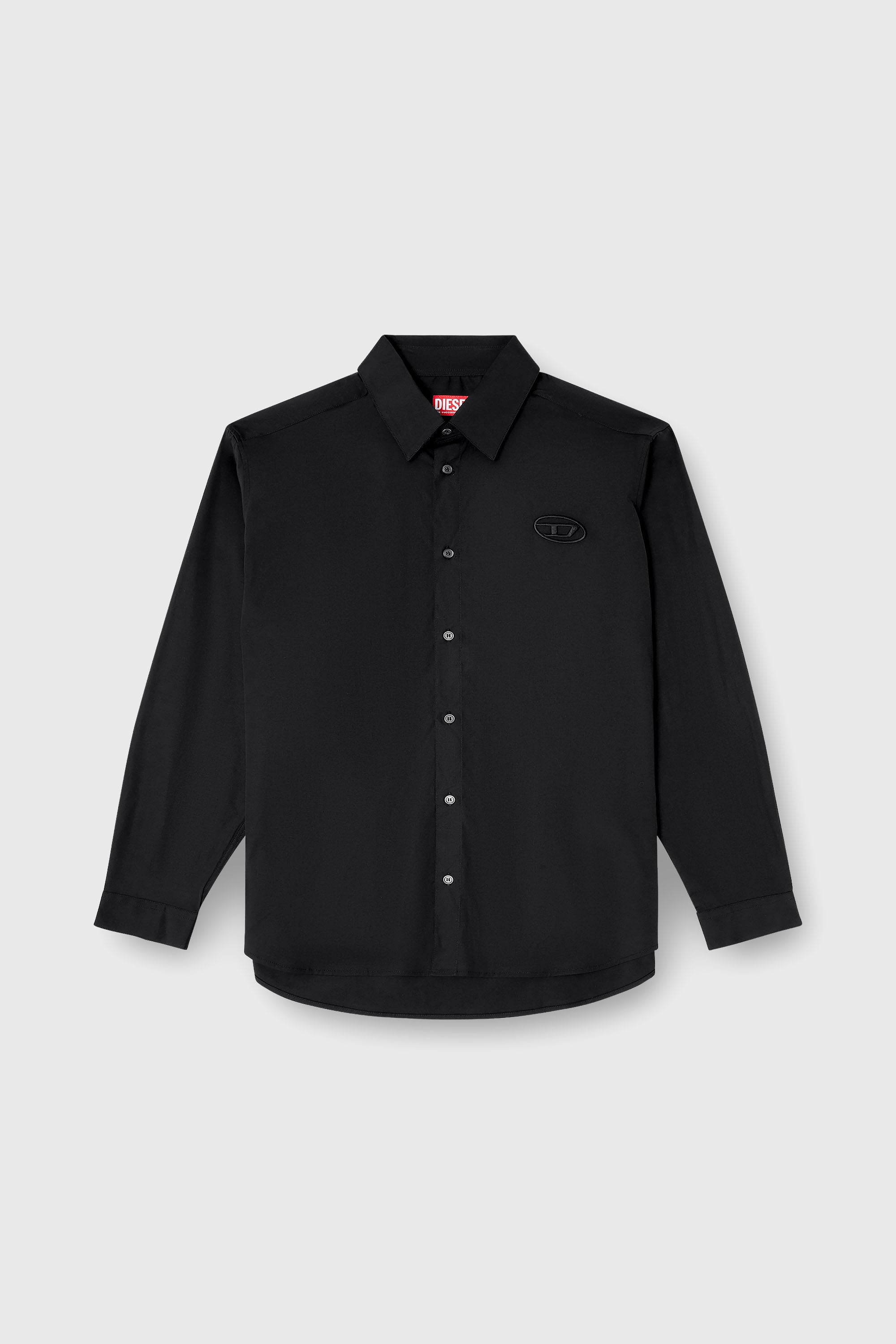 Diesel - S-SIMPLY-GSBH, Man's Stretch poplin shirt with embroidery in Black - 2