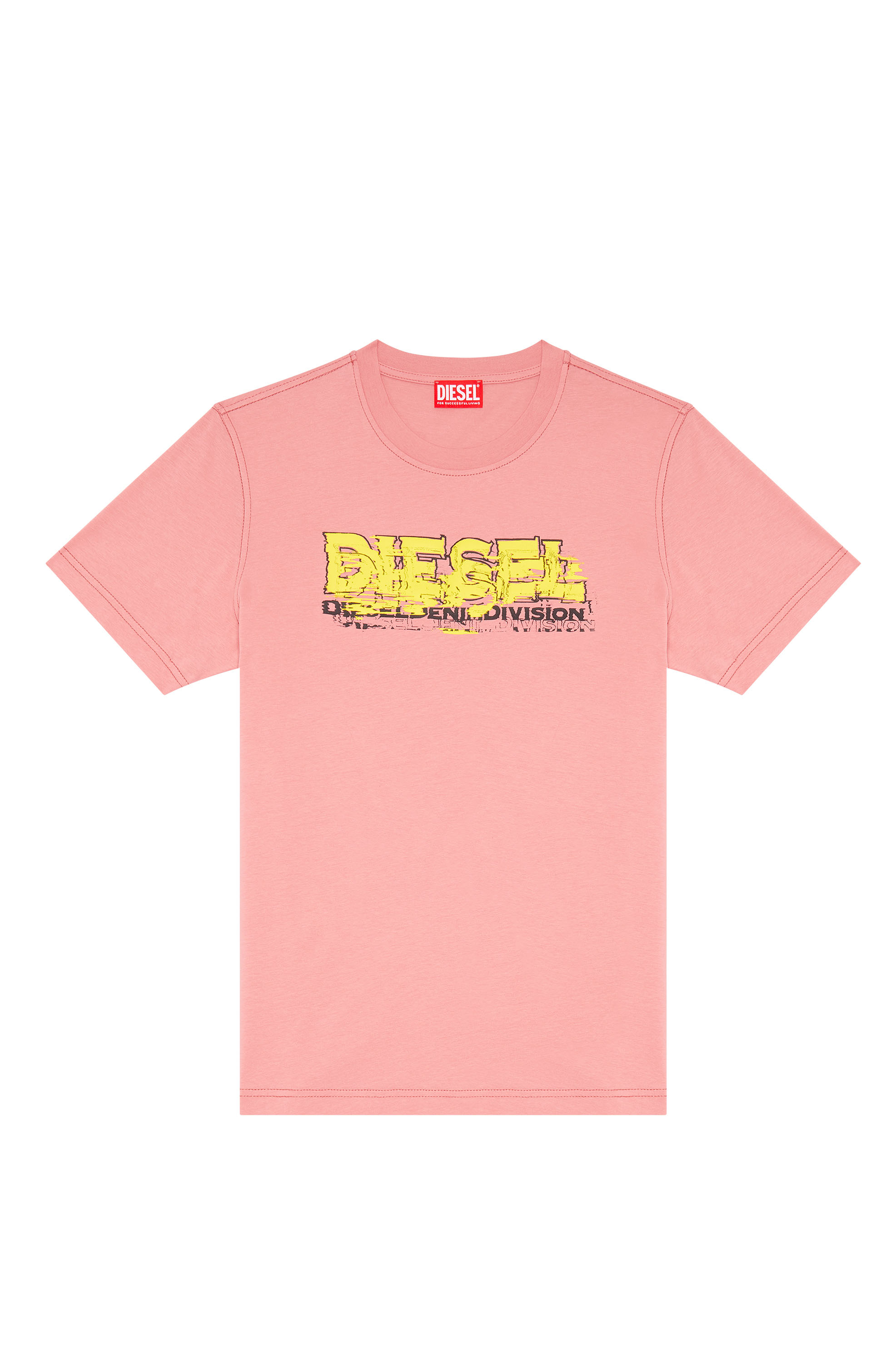 Diesel - T-DIEGOR-K70, Man's T-shirt with glitchy logo in Pink - 1