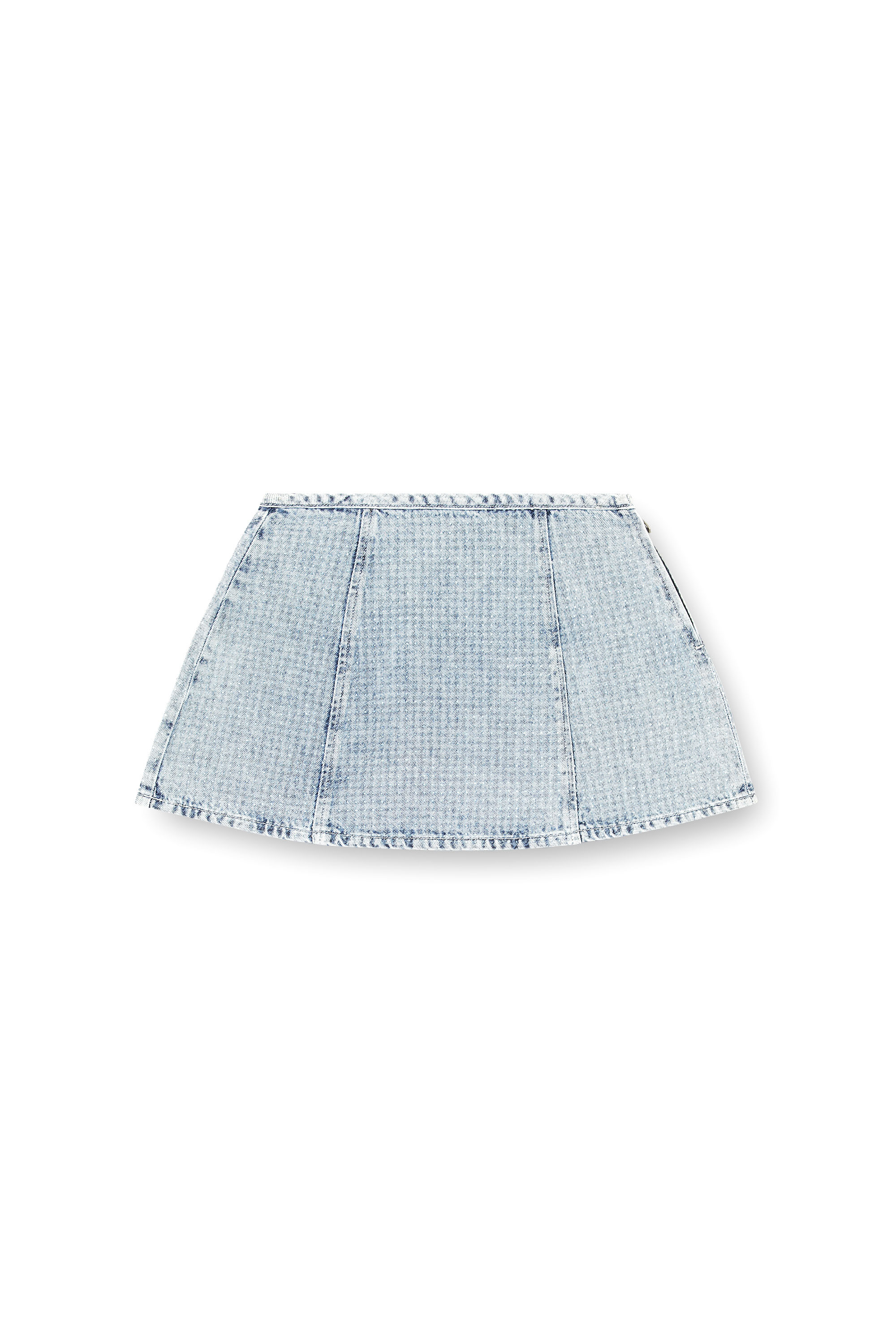 Diesel - DE-SWENY-S, Woman's Mini skirt in graphic denim with crystals in Light Blue - 2