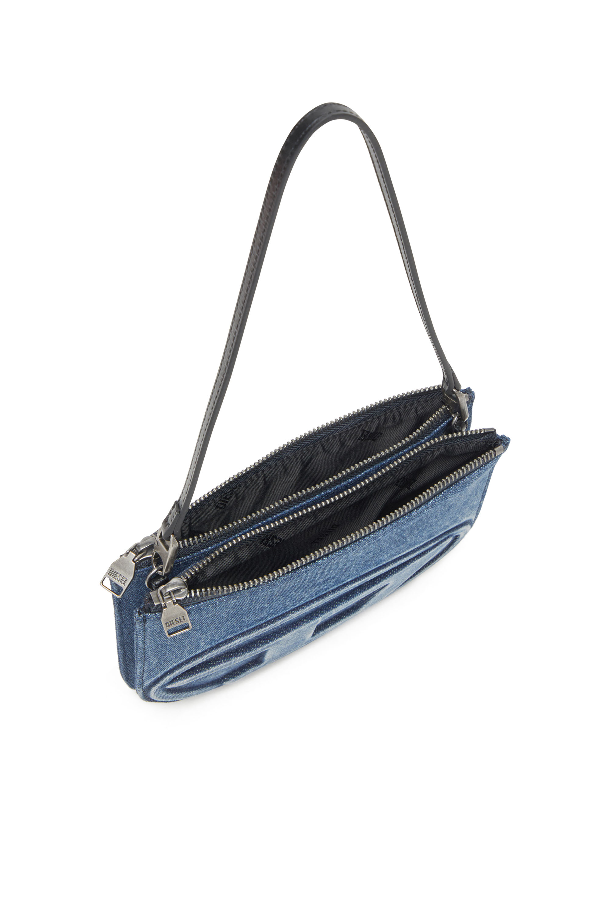 Diesel - 1DR TWIN, Woman's Double-pouch shoulder bag in solarised denim in Blue - 3