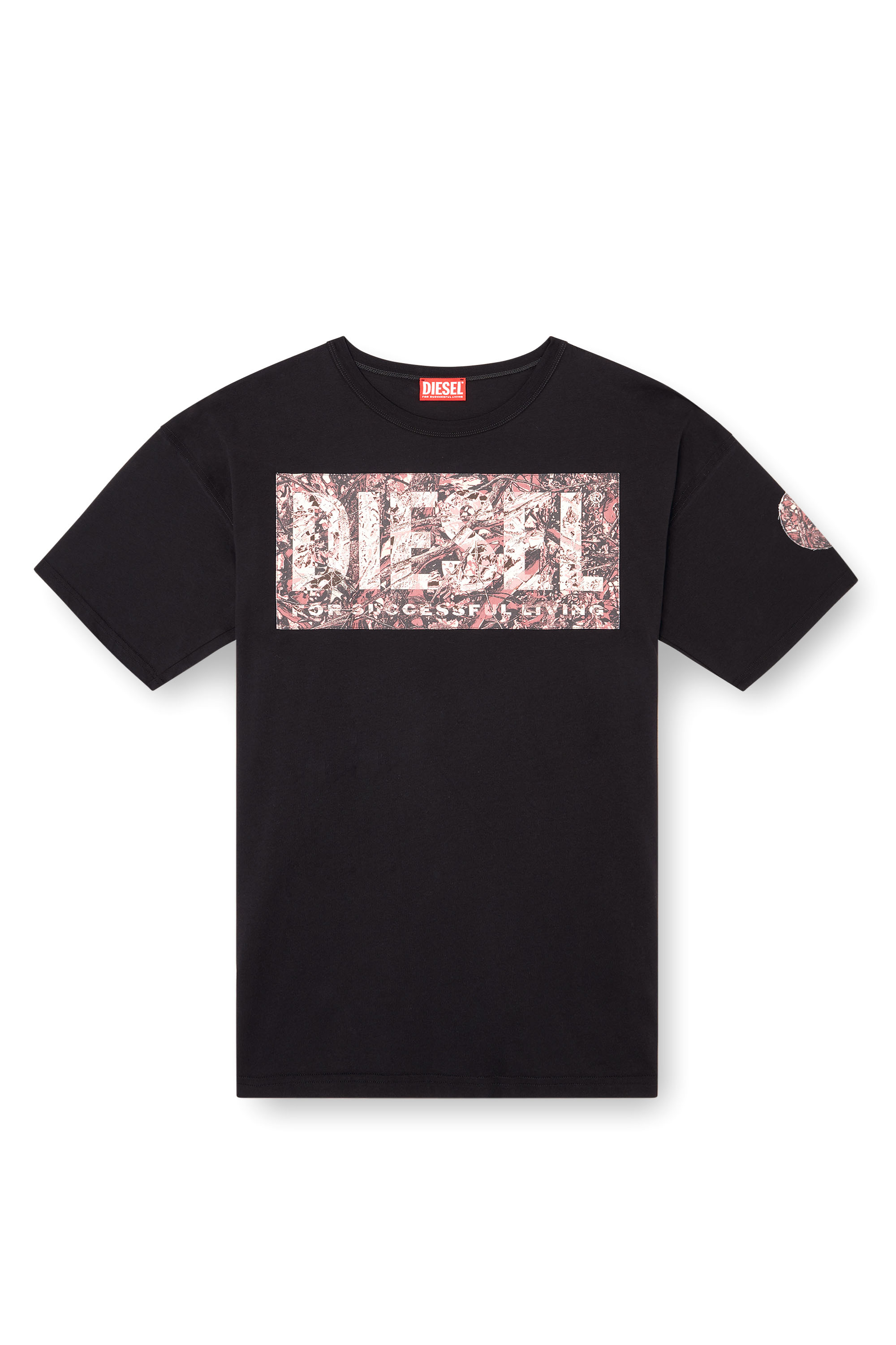 Diesel - T-BOXT-R22, Man's T-shirt with large gabardine patch logo in Black - 3