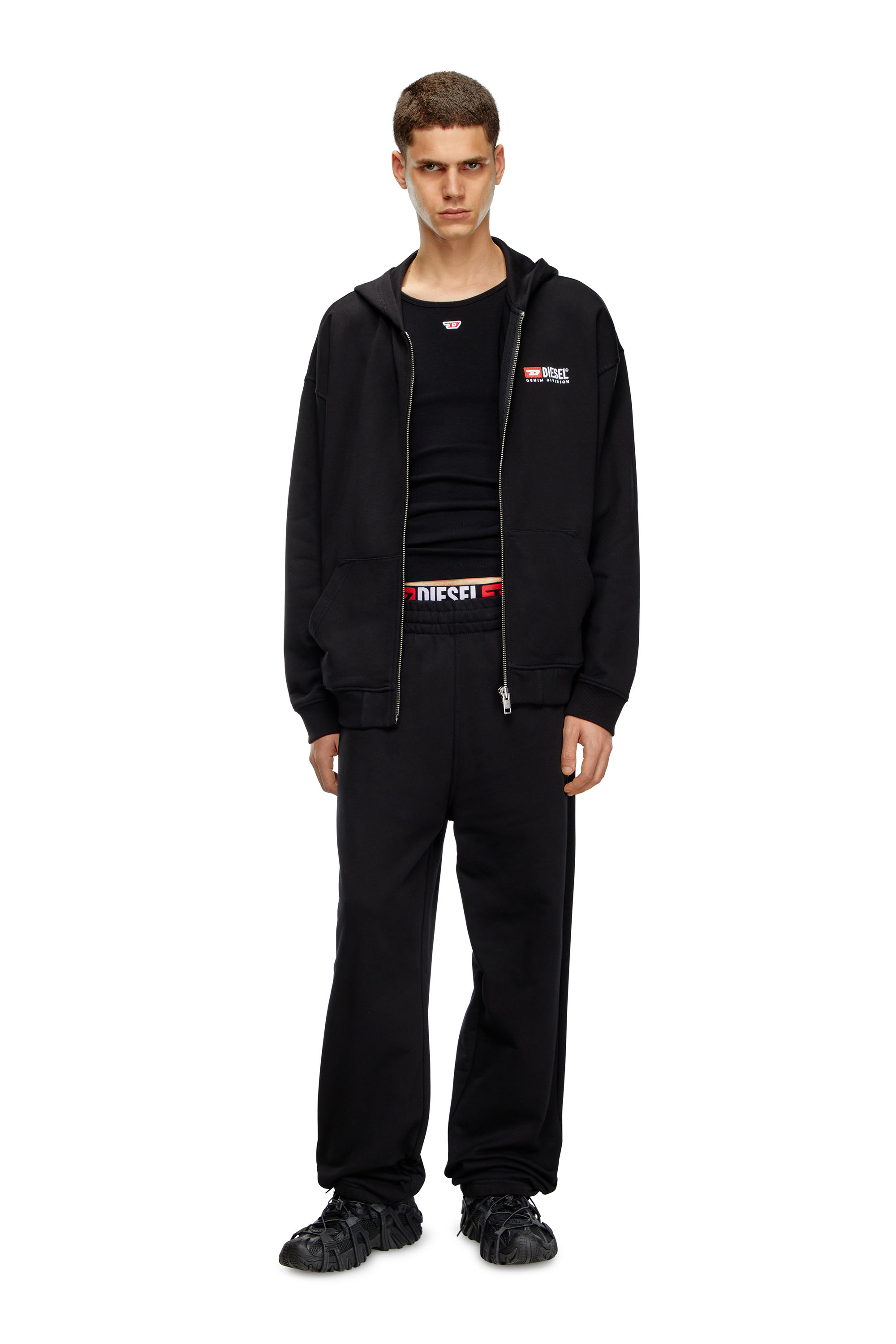 Diesel - S-BOXT-HOOD-ZIP-DIV, Man's Zip-up hoodie with Diesel embroidery in Black - 2