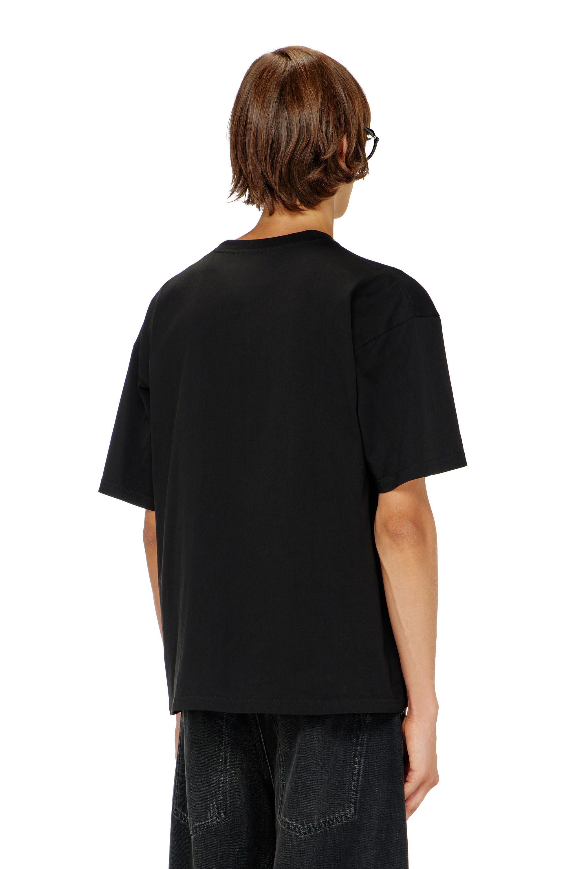 Diesel - T-BOXT-DCO, Man's Relaxed cotton T-shirt with Oval D embroidery in Black - 4