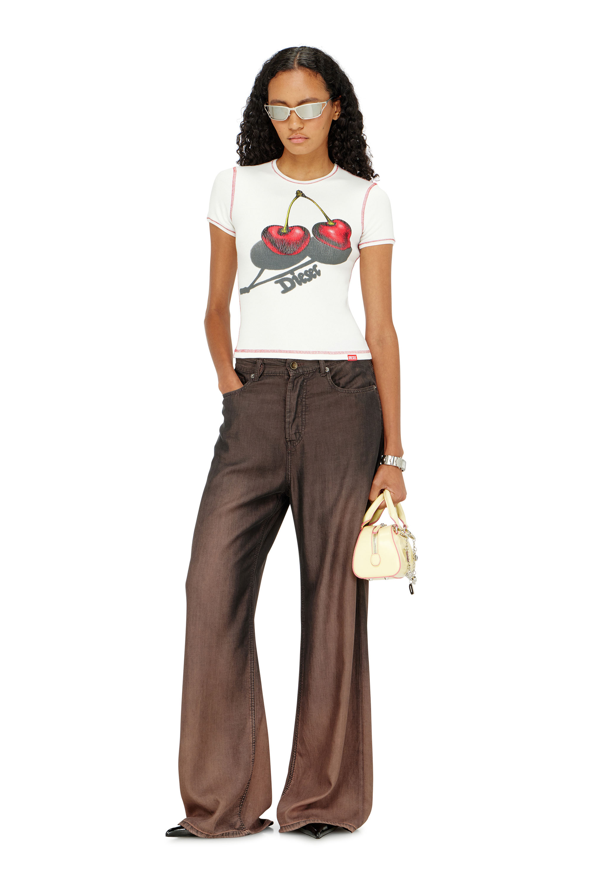 Diesel - SV-T-ELE-CHER, Woman's Slim cotton T-shirt with cherry print in White - 1