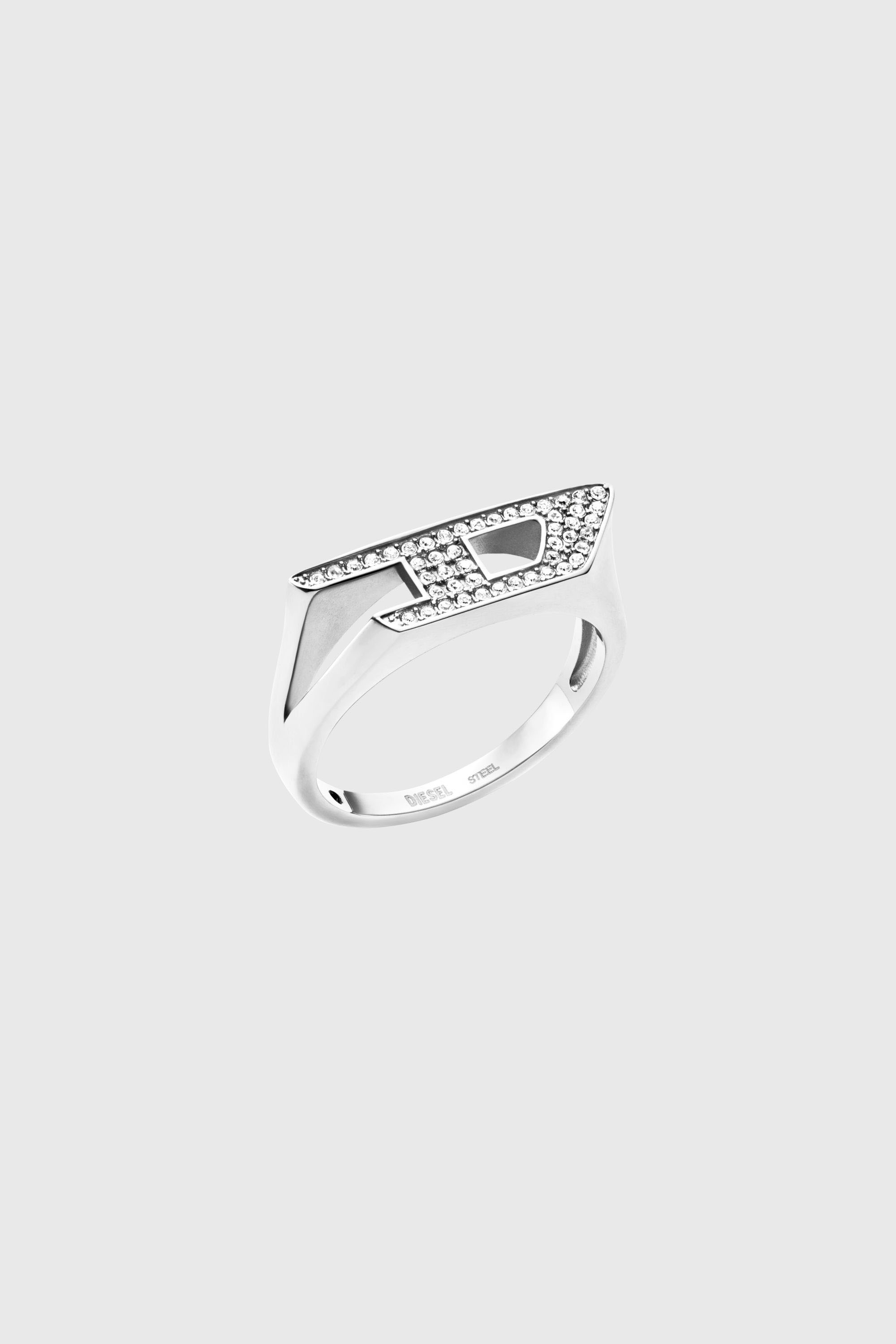 Diesel - DX1629040 JEWELLERY, Unisex's Stainless steel glitz signet ring in Silver - 1