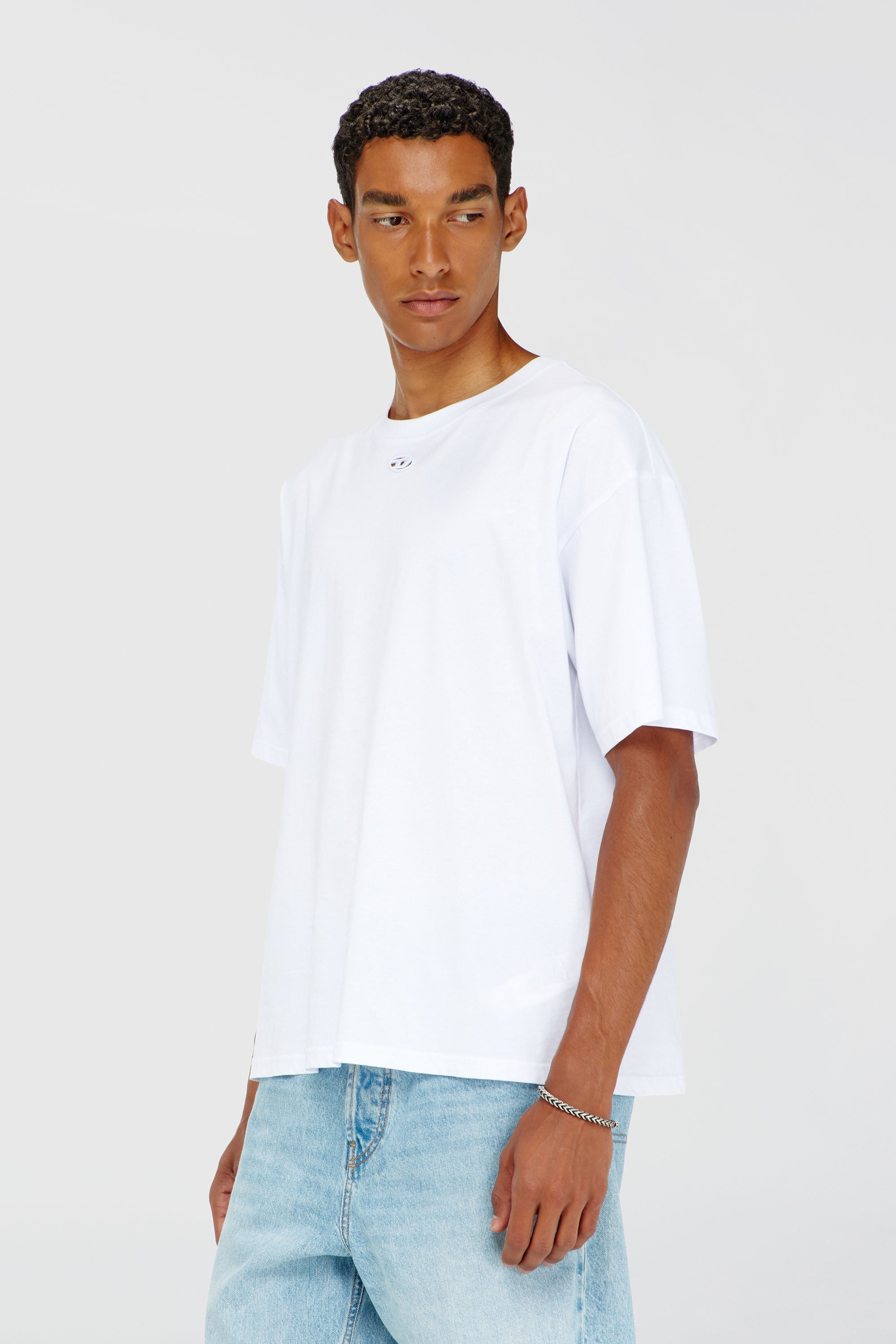 Diesel - T-BOXT-DCO, Man's Relaxed cotton T-shirt with Oval D embroidery in White - 1