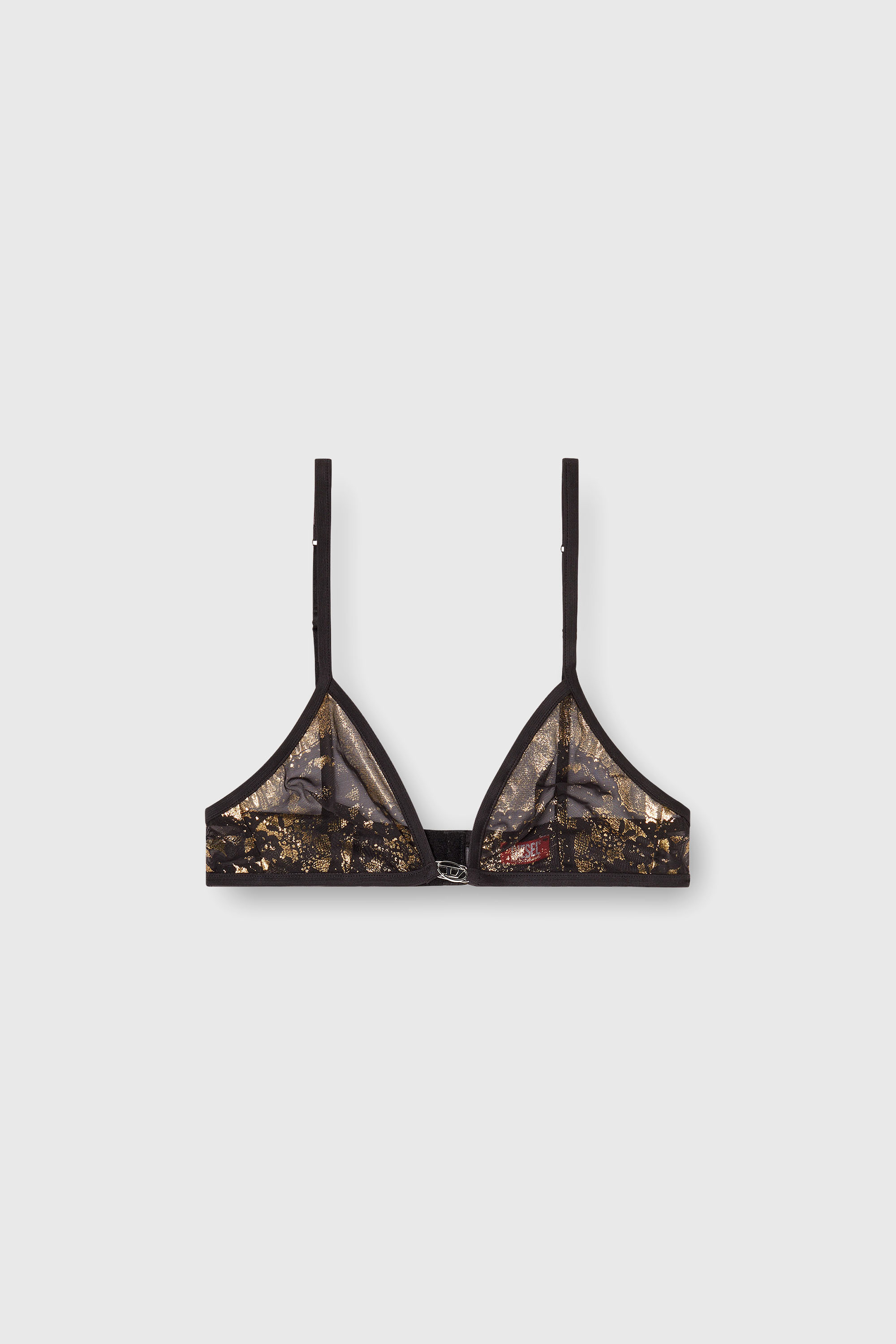 Diesel - LUNA-GFT, Woman's Stretch-tulle bra with metallic effect in Black/Gold - 2
