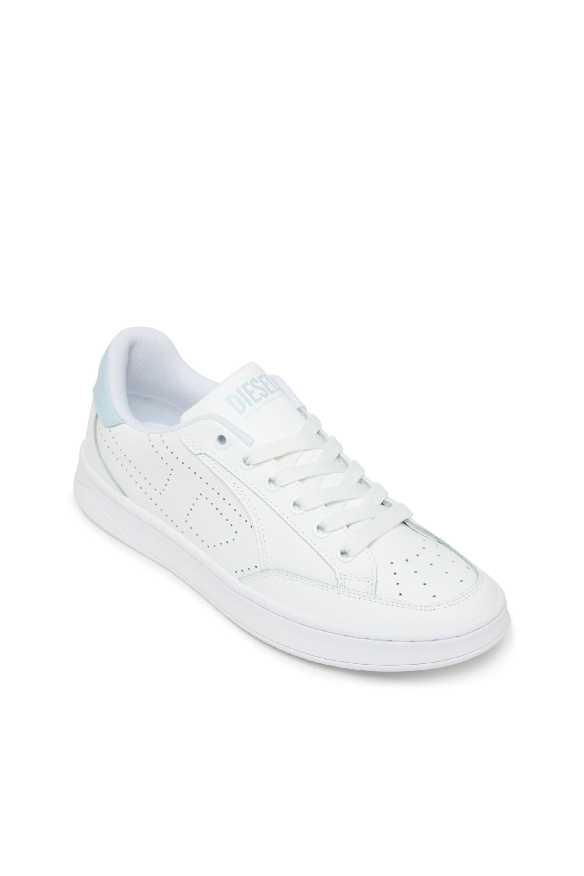 Diesel - S-DAKOTA LOW W, Woman's S-Dakota-Leather sneakers with perforated logo in White/Blue - 6