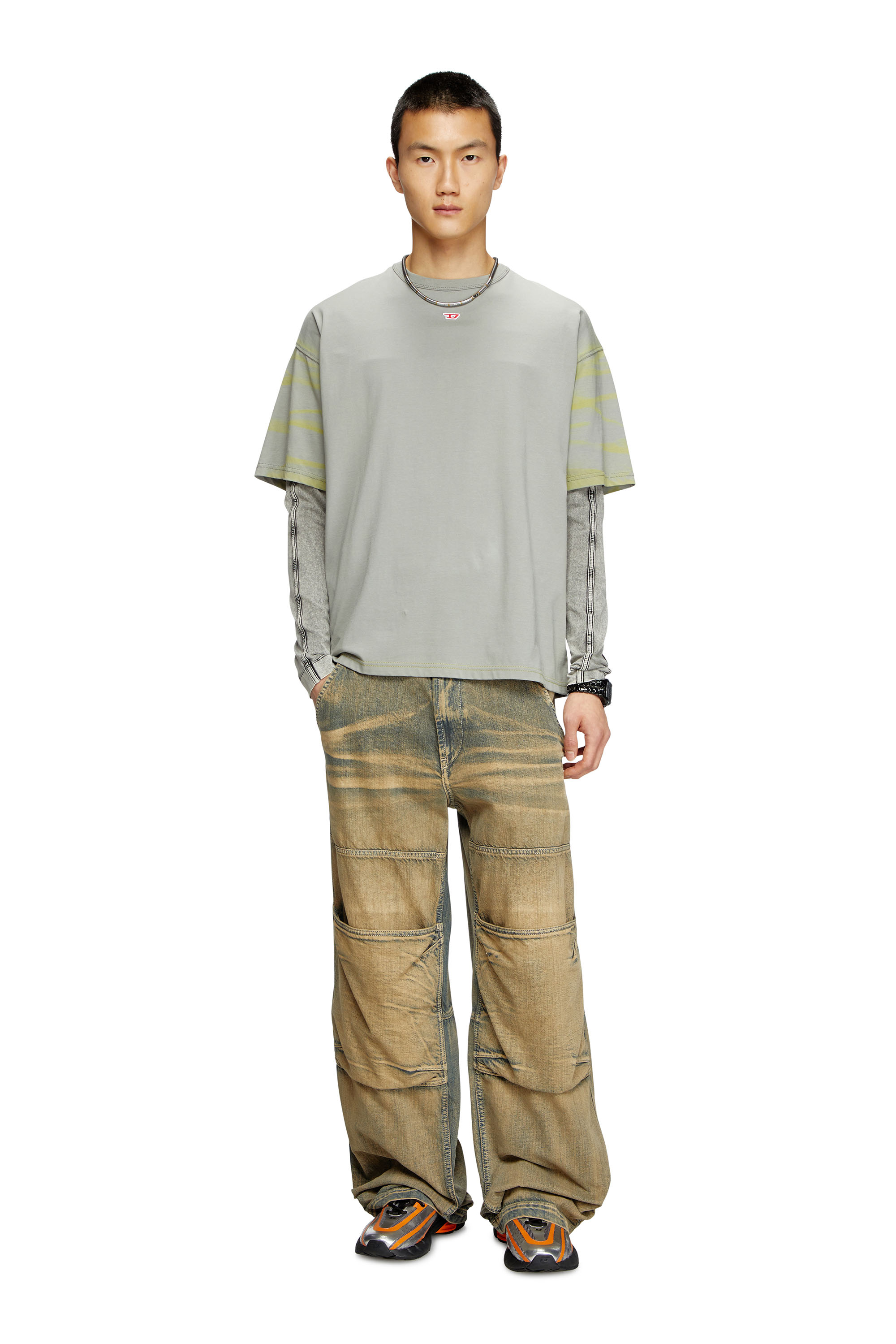 Diesel - T-ADJUST-R23, Man's T-shirt with spray effect in Grey - 2