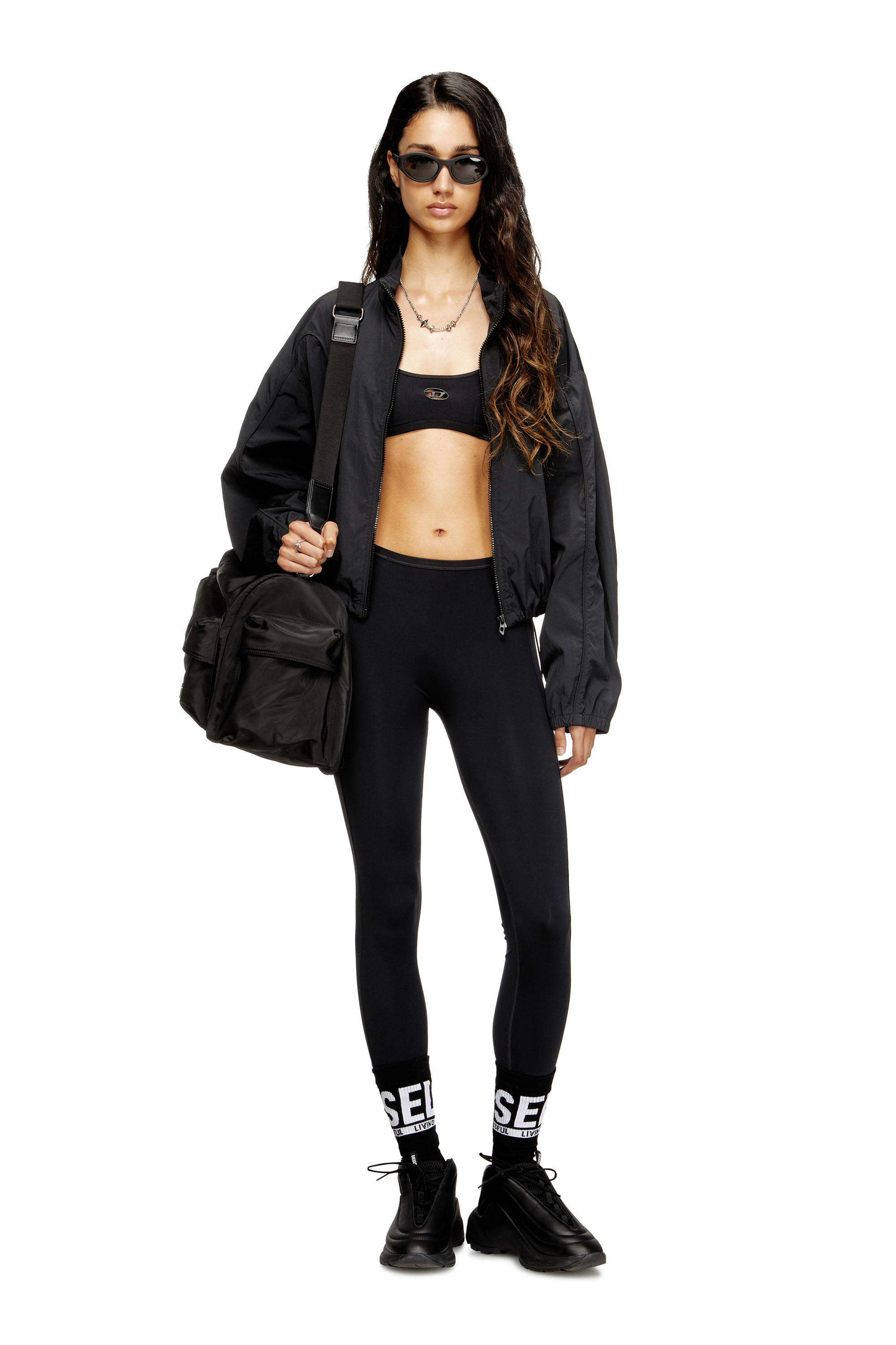 Diesel - CHELSEA-UTLT, Woman's Sports bra with cut-out logo in Black - 4