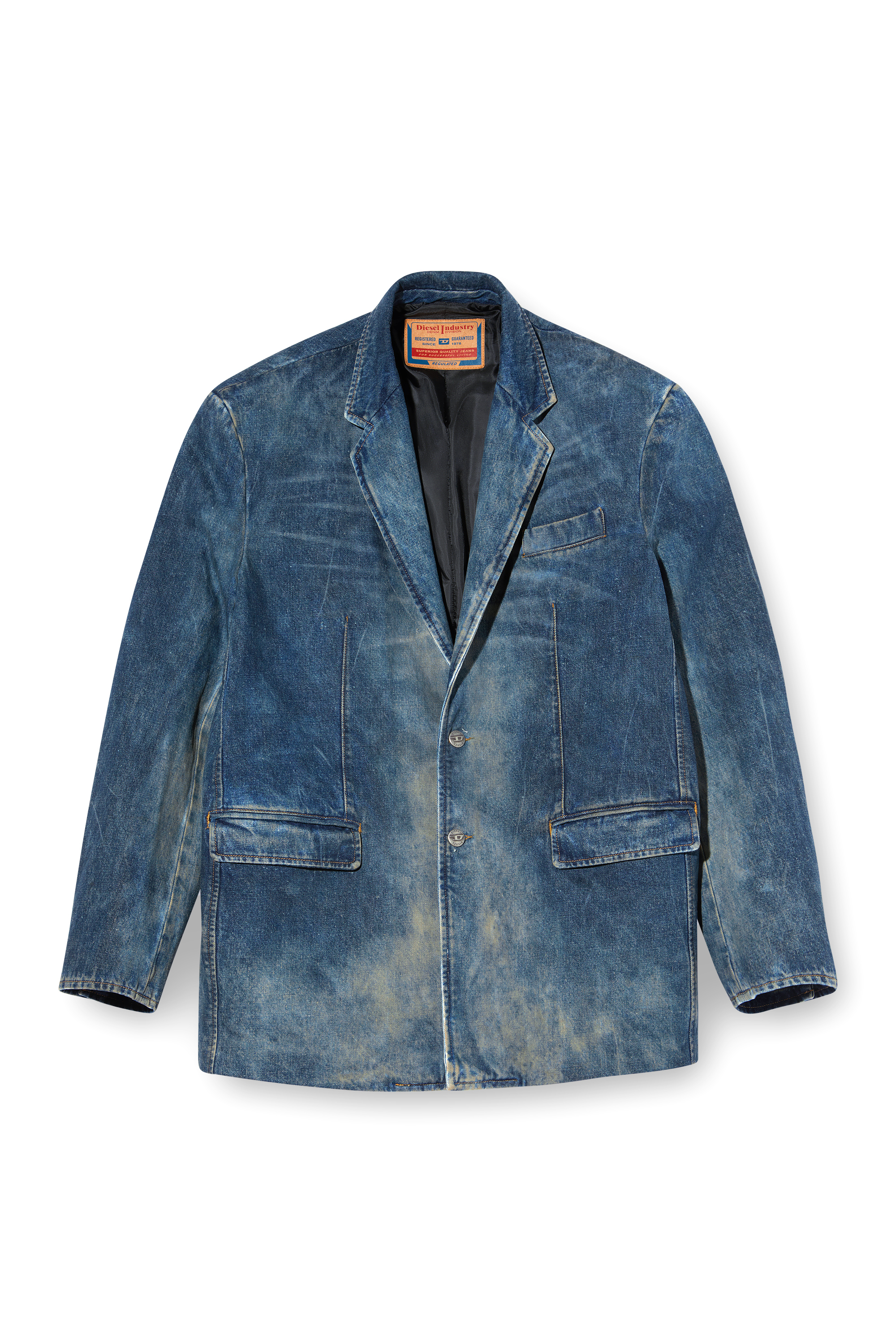 Diesel - D-OVER-DD, Unisex's Blazer in hand-treated dirty denim in Dark Blue - 3