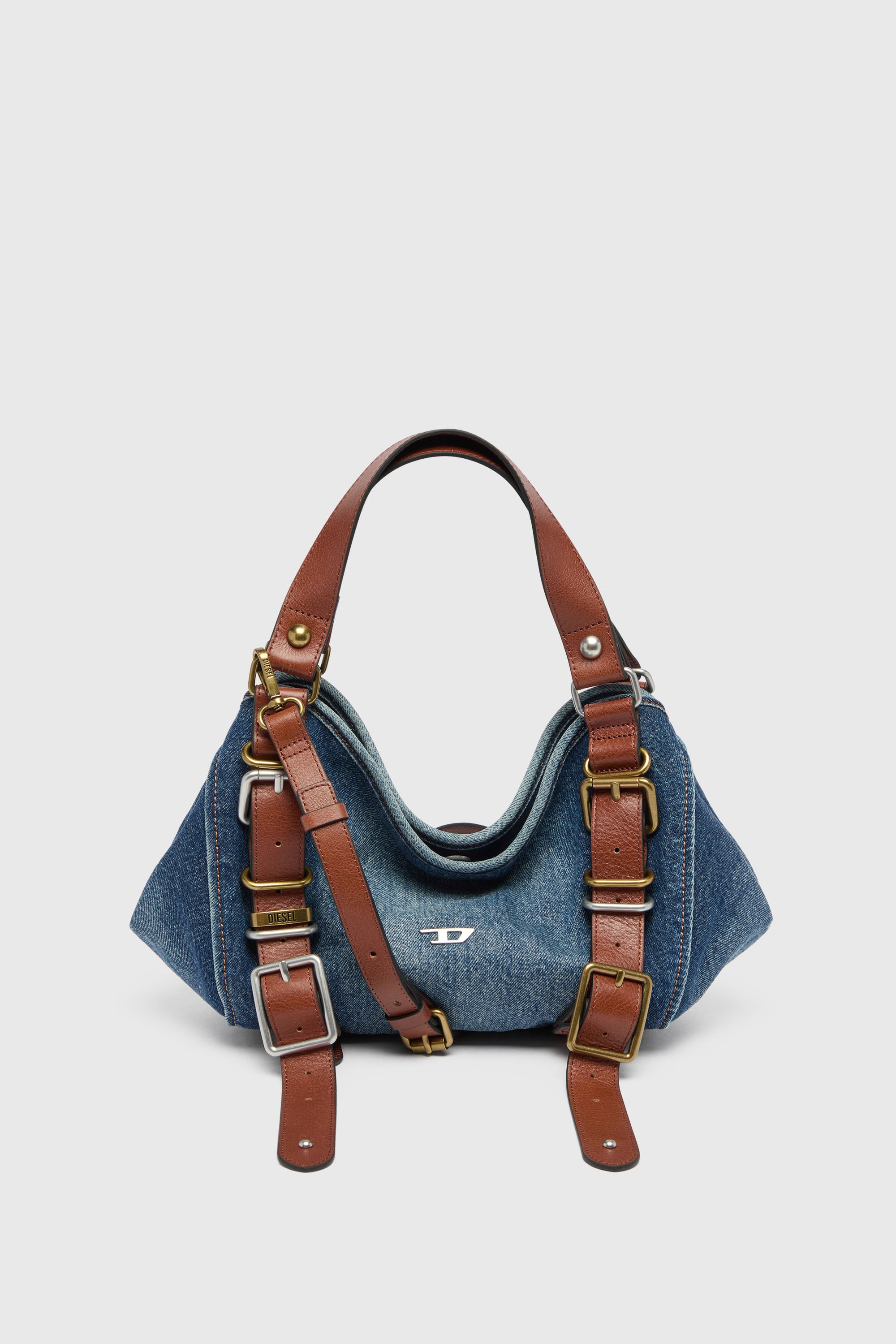 Diesel - D-ONE TOPHANDLE S, Woman's D-One-Small top-handle bag in denim and leather in Blue - 1