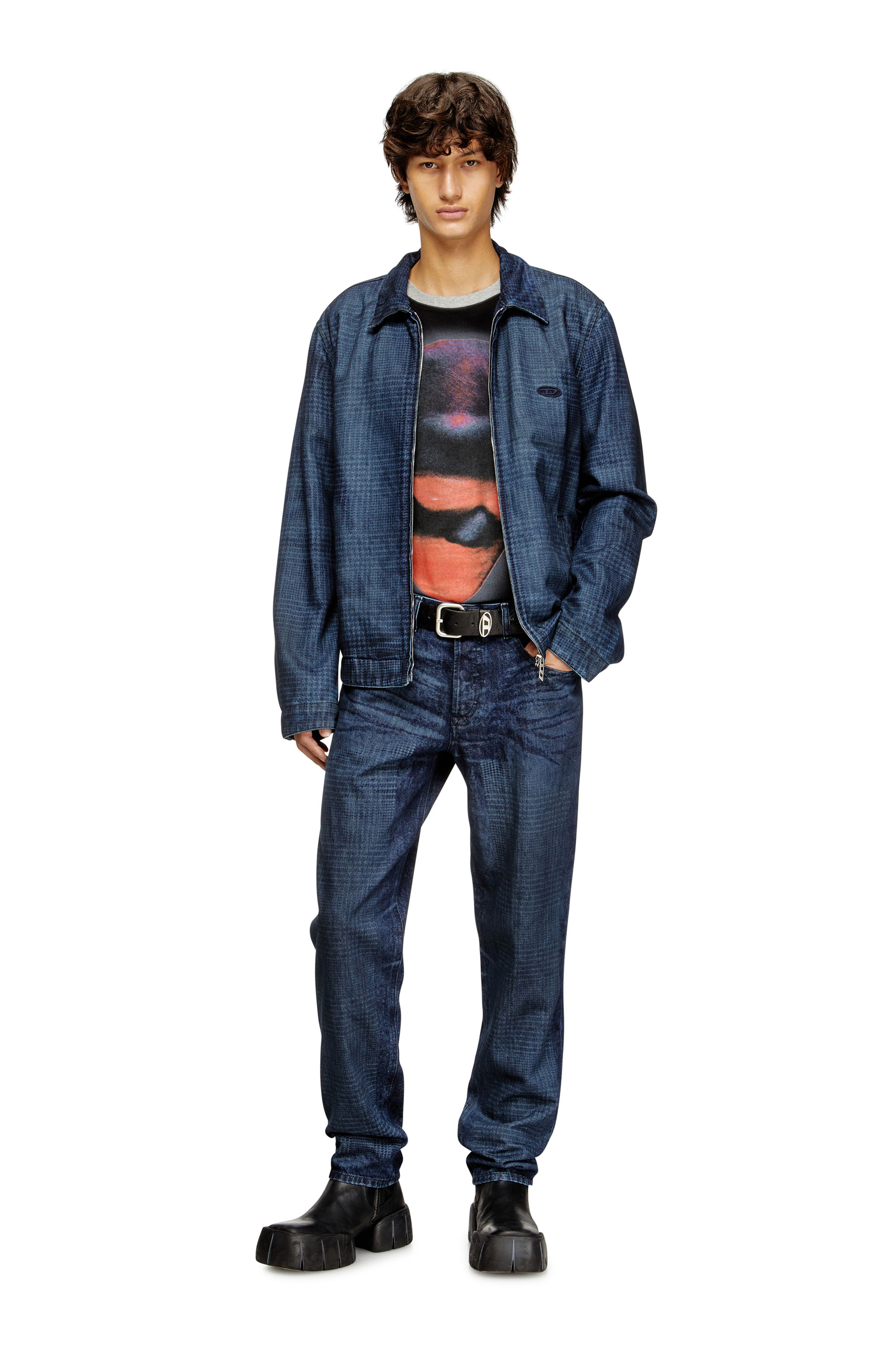 Diesel - D-ROHEEN-S, Man's Jacket in Prince of Wales denim in Dark Blue - 1